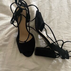Gianni Bini Black Heels with Ankle Wrap